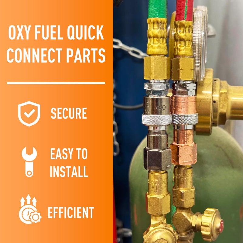 Campfire Oxy Acetylene Quick Connect Fittings, Cutting Torch Quick Connect Set, Oxy Fuel Quick Connect Torch to Hose Fittings, Oxy Fuel Coupler Kit - Image 5